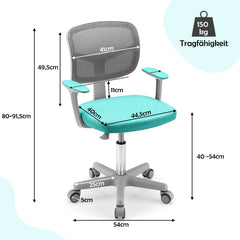 Childrens Desk Chair Childrens Computer Chair with Adjustable Height Turquoise
