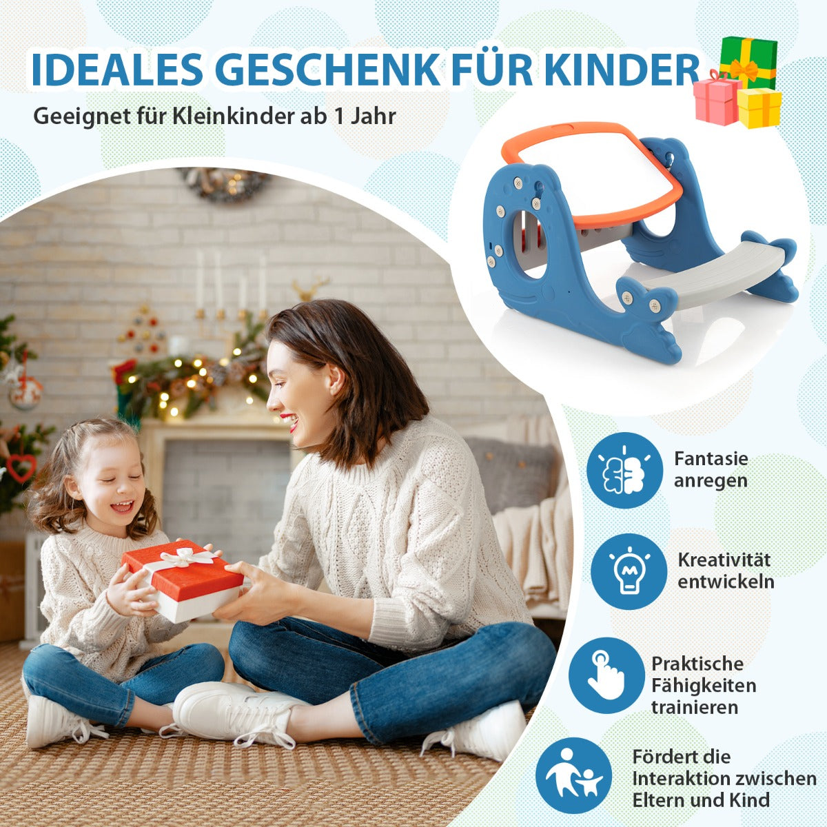 Multi-functional Convertible Kids Activity Table Set-Blue