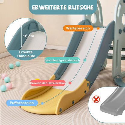 4-in-1 Kids Slide and Swing Set Freestanding Baby Slide Playset-Green