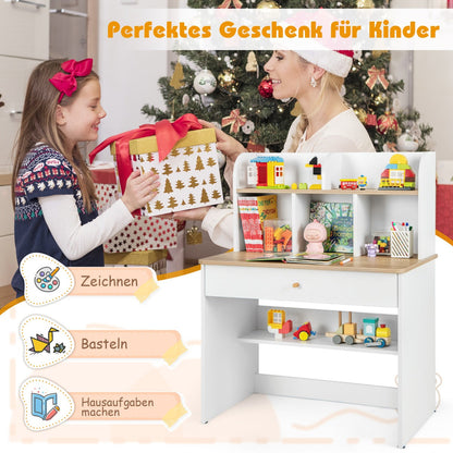 Kids Wooden Study Desk with Hutch and Drawer