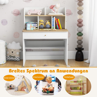 Kids Wooden Study Desk with Hutch and Drawer