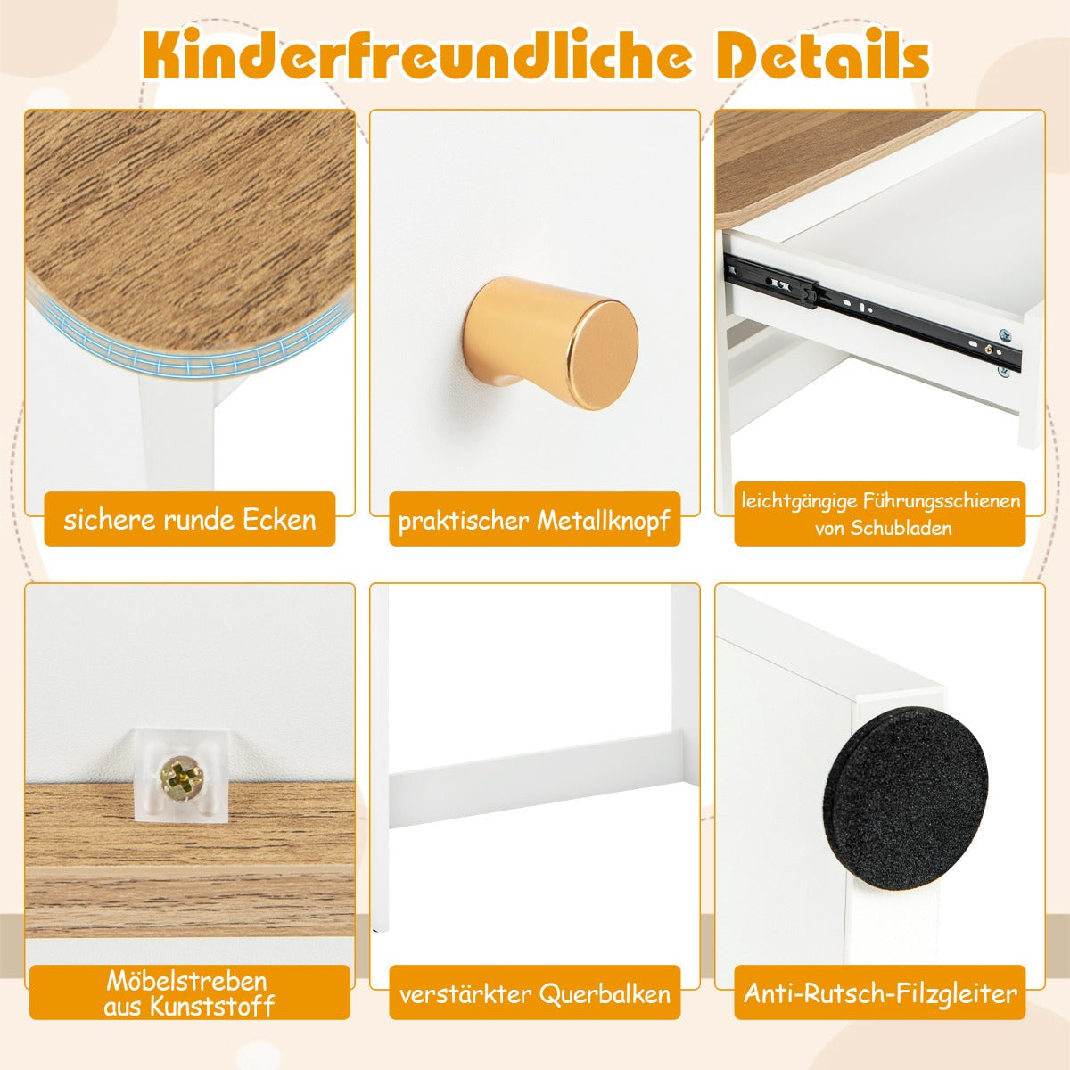 Kids Wooden Study Desk with Hutch and Drawer