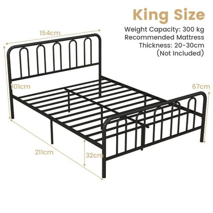 Double/King Size Metal Bed Frame with Headboard and Footboard-King Size