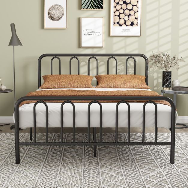 Double/King Size Metal Bed Frame with Headboard and Footboard-King Size