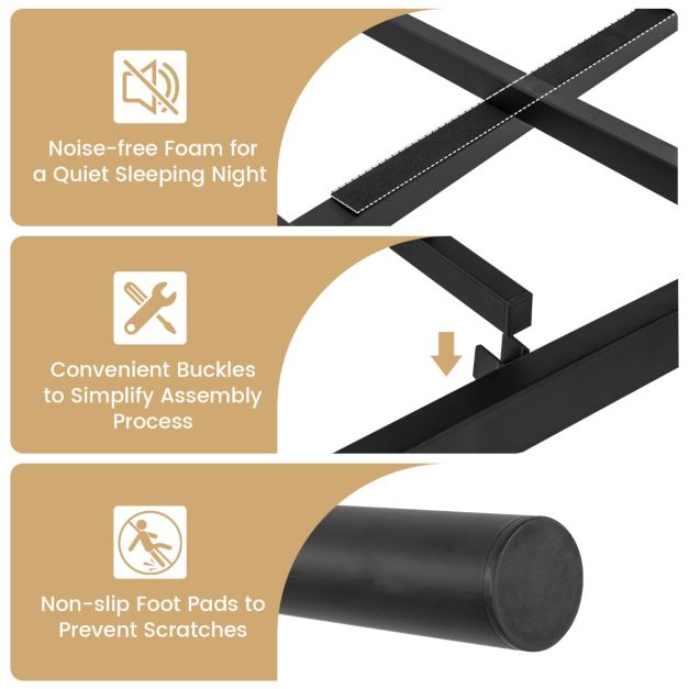 Double/King Size Metal Bed Frame with Headboard and Footboard-King Size