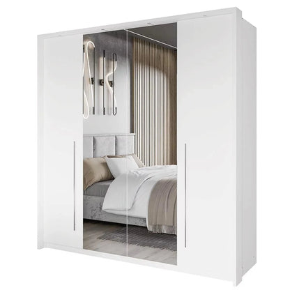 Kirklees Swinging Doors Wardrobe with Mirror - 210 White