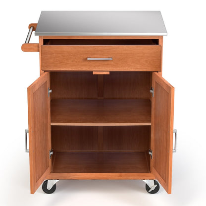 Kitchen Trolley with Stainless Steel Countertop and 3-Position Adjustable Shelf
