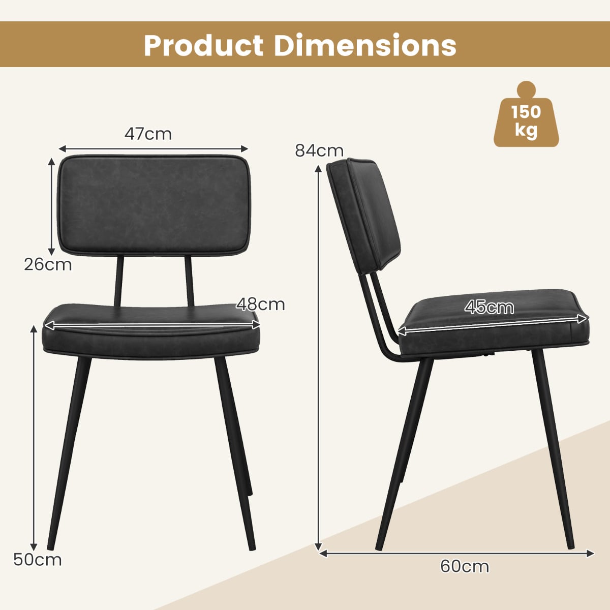 Kitchen Faux Leather Upholstered Dining Chair Set of 4