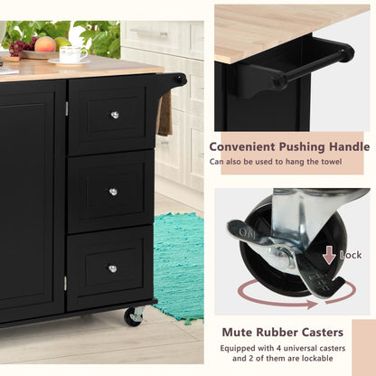 Drop-Leaf Kitchen Island Trolley Cart Wood Storage Cabinet