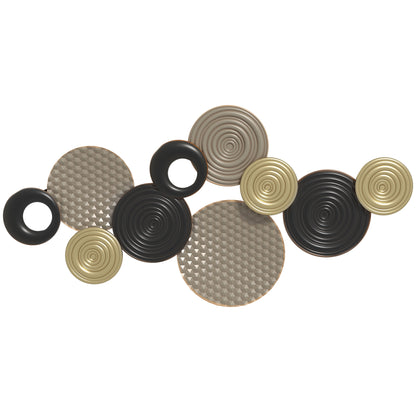 HOMCOM Metal Wall Art, Modern Hanging Wall Decor with Multi-Disc Design for Living Room Bedroom Dining Room