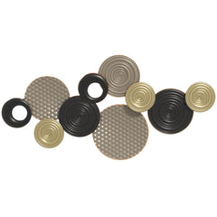 HOMCOM Metal Wall Art, Modern Hanging Wall Decor with Multi-Disc Design for Living Room Bedroom Dining Room