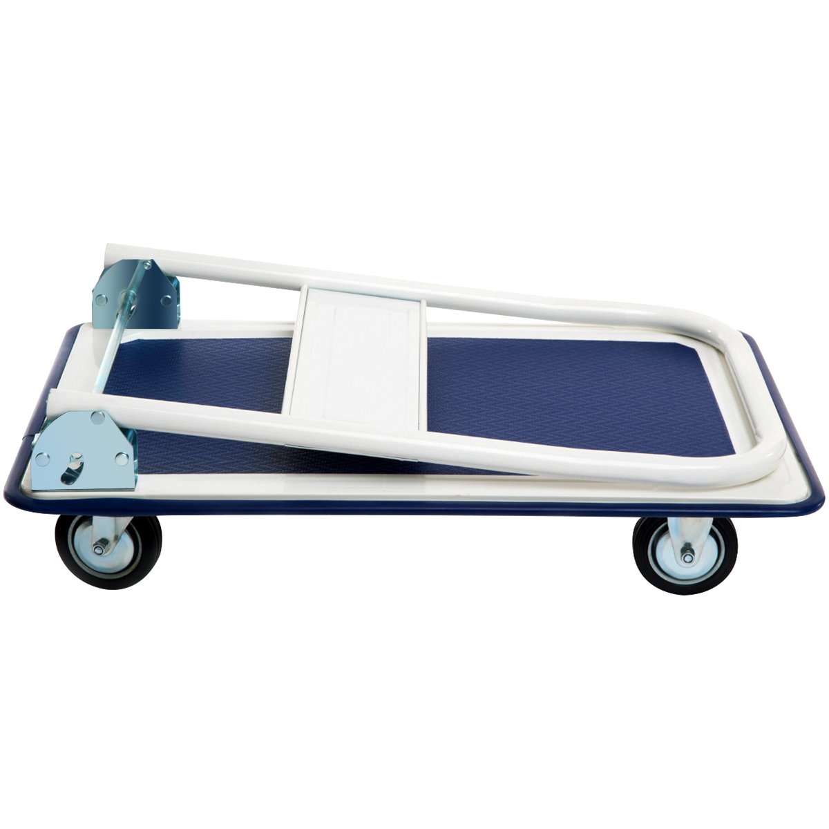 Foldable transport trolleys with a load capacity of up to 150 kg, platform trolleys with 360° swivel casters and handle, blue