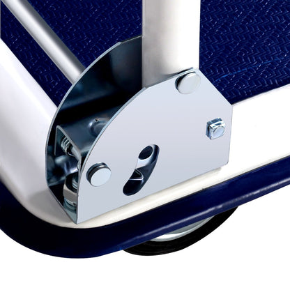 Foldable transport trolleys with a load capacity of up to 150 kg, platform trolleys with 360° swivel casters and handle, blue