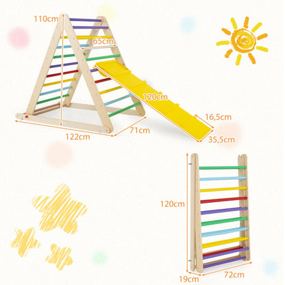 Wooden Climbing Ladder with Ramp for Kindergarten or Home-Colorful