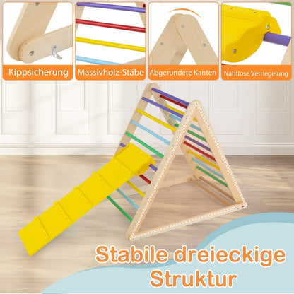 Wooden Climbing Ladder with Ramp for Kindergarten or Home-Colorful