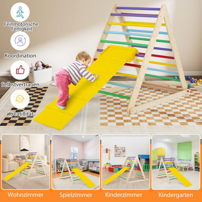 Wooden Climbing Ladder with Ramp for Kindergarten or Home-Colorful