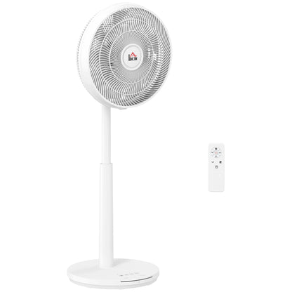 HOMCOM Pedestal Fan with Oscillating, Tilt, Adjustable Height, White
