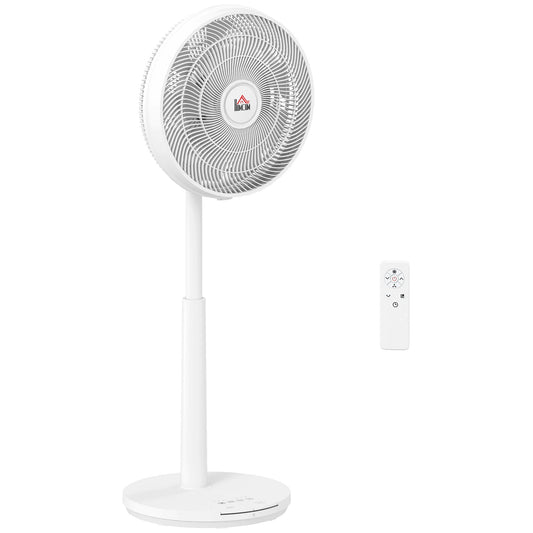HOMCOM Pedestal Fan with Oscillating, Tilt, Adjustable Height, White