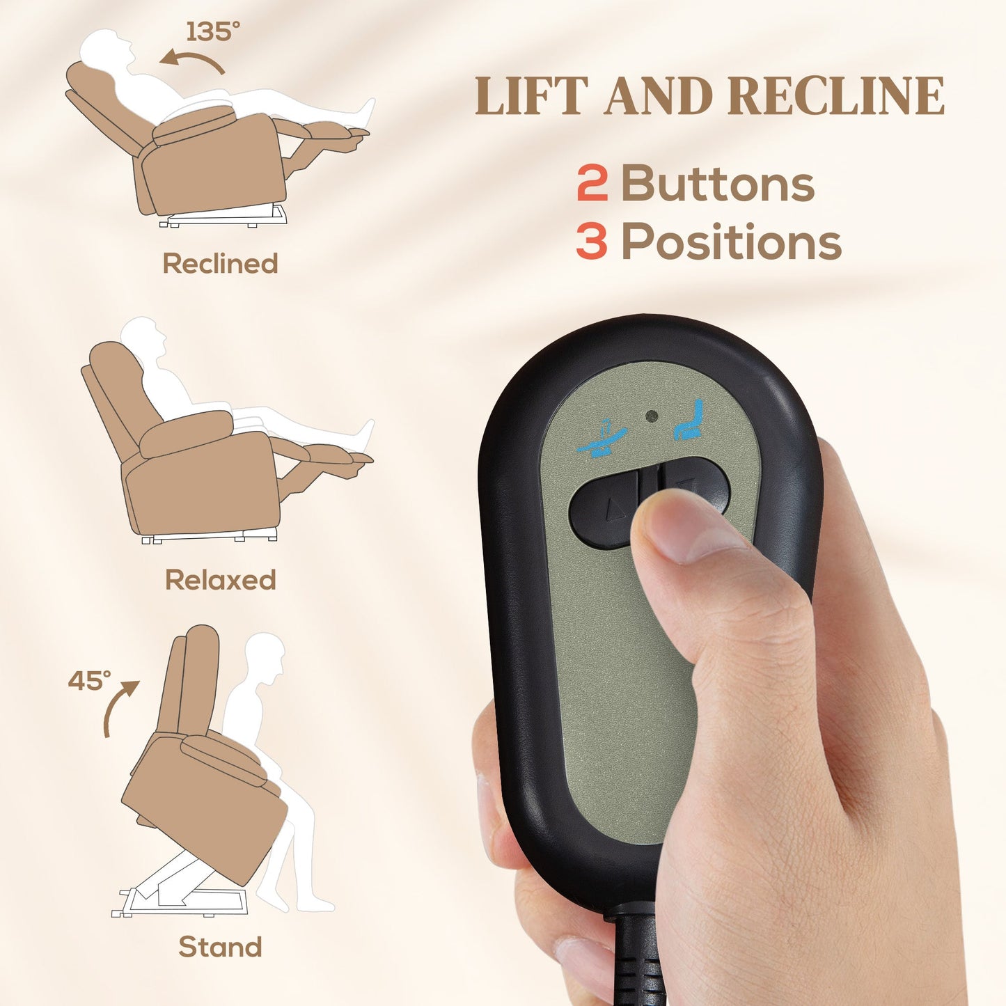 HOMCOM Velvet-Feel Electric Riser, Recliner and Massage Armchair - Light Brown