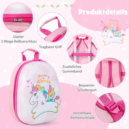 Suitcase set 2 pcs unicorn 16 childrens suitcase + 12 backpack pink