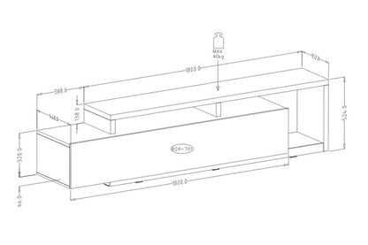 Technical drawing of a rectangular object with dimensions