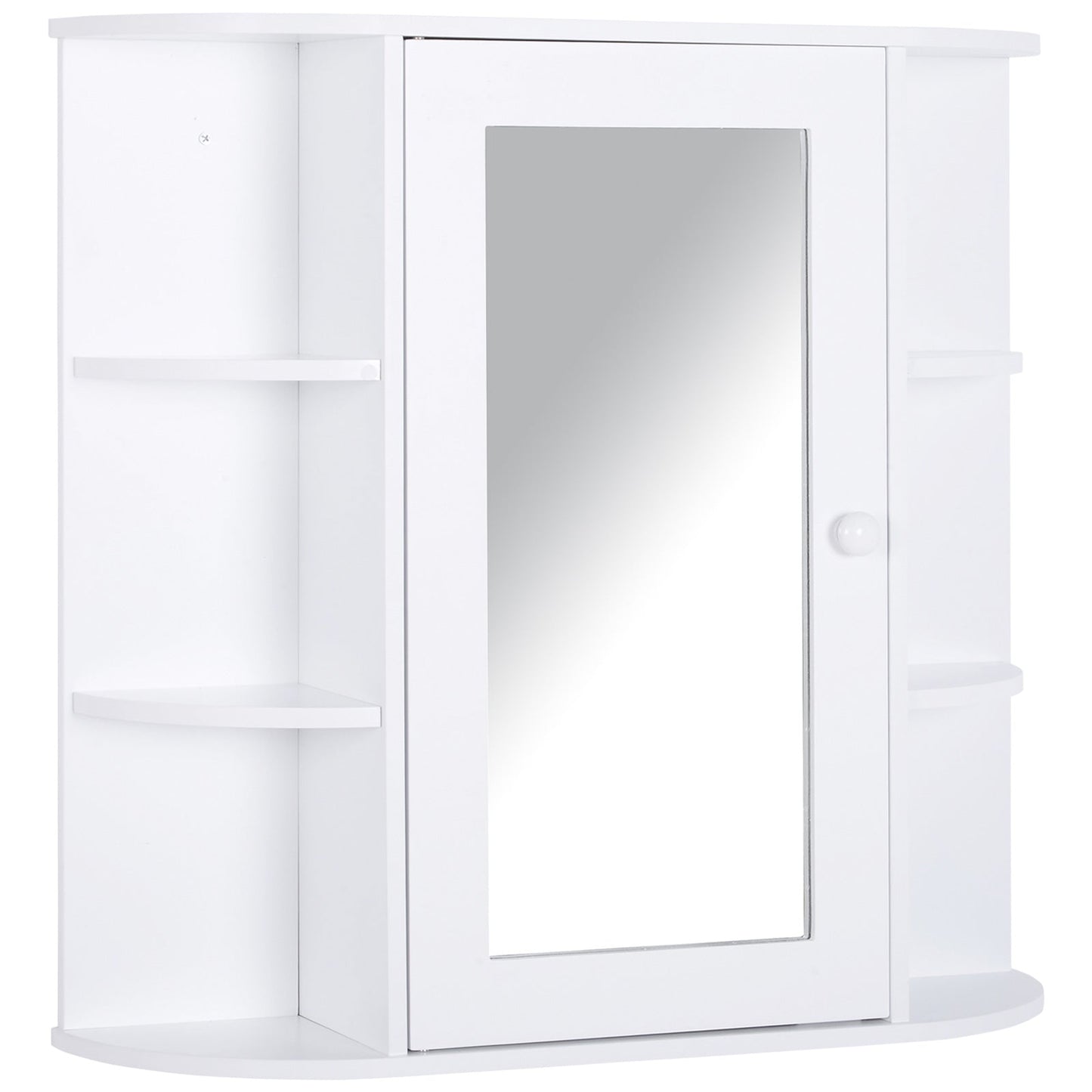 HOMCOM Wall Mounted Bathroom Cabinet with Mirror Single Door Storage Organizer 2-tier Inner Shelves White