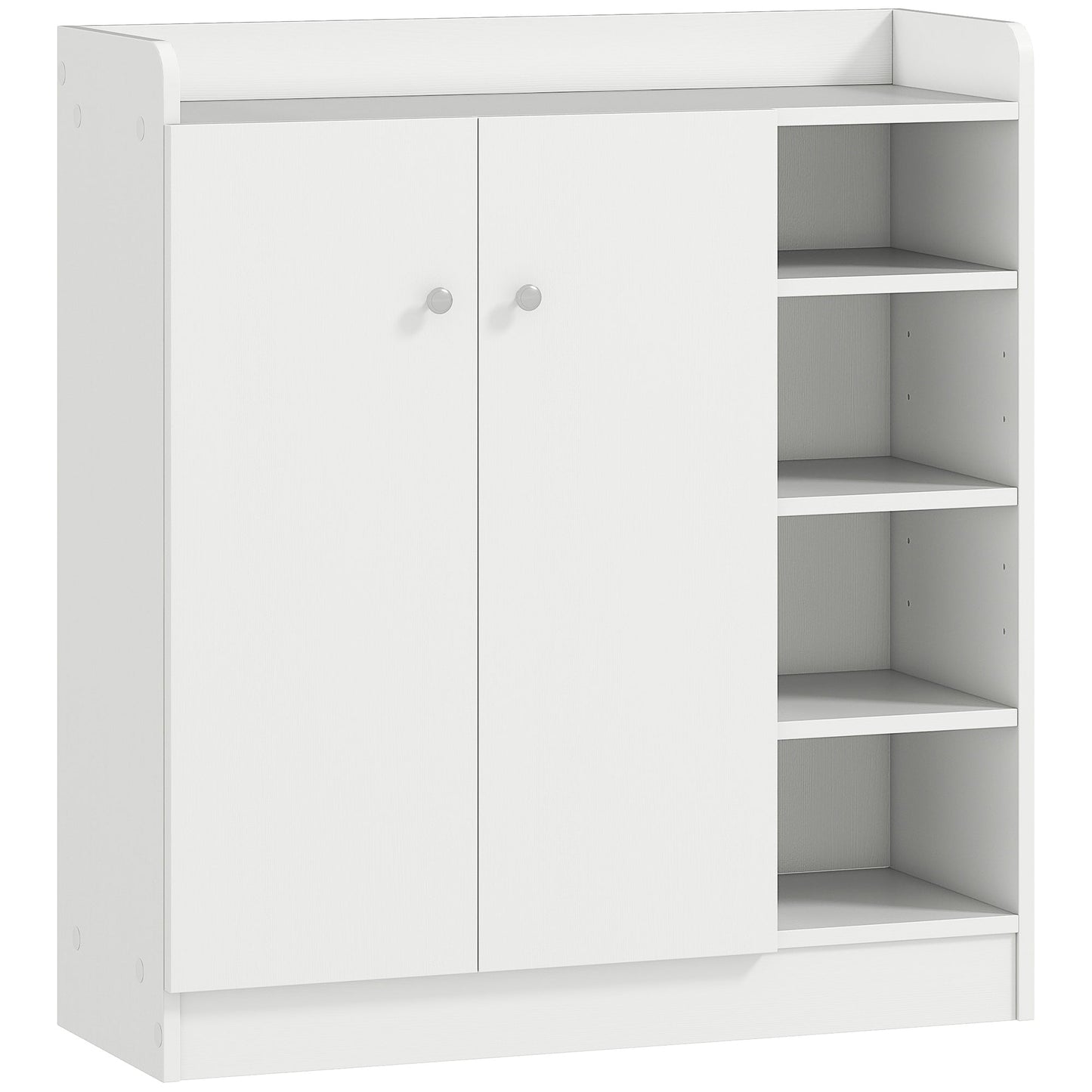 HOMCOM Shoe Storage Cabinet Two Doors w/ Adjustable 4 Shelves Cupboard Footwear Rack Stand Organiser Hallway White