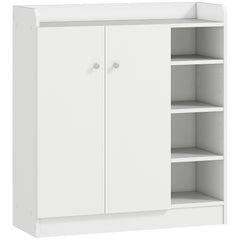 HOMCOM Shoe Storage Cabinet Two Doors w/ Adjustable 4 Shelves Cupboard Footwear Rack Stand Organiser Hallway White