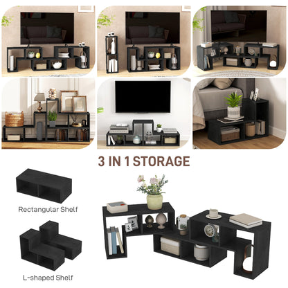 HOMCOM Three-Block Modular TV Stand - Black Wood-Effect