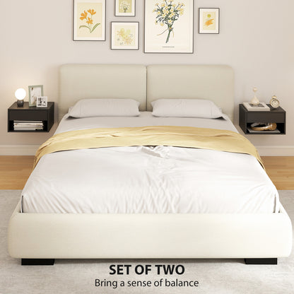 HOMCOM Floating Bedside Tables Set of 2, Wall Mounted Nightstand, Black