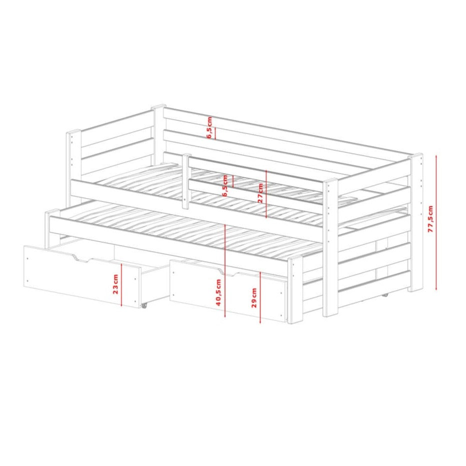 Kubus Double Bed with Trundle