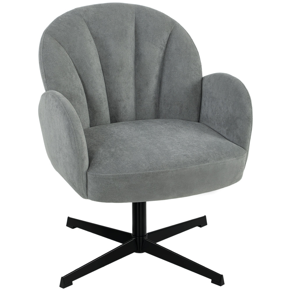 HOMCOM Swivel Accent Chair, Shell-Shaped Armchair with Spring Cushion, Metal Base, Grey