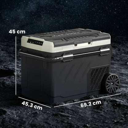 Outsunny 40L Compressor Car Fridge Freezer, Dual Zone Camping Refrigerator with App Control, Telescopic Handle, -20Â°C-20Â°C