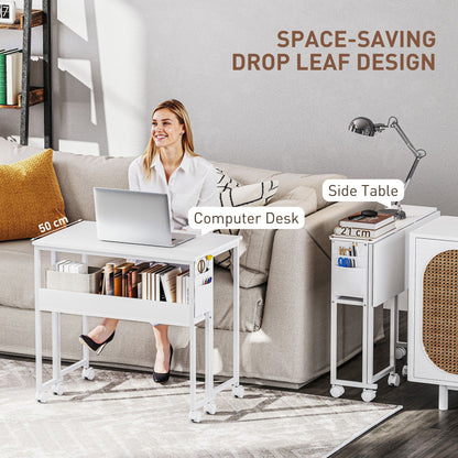 HOMCOM 80 cm Drop Leaf Writing Work Desk - White