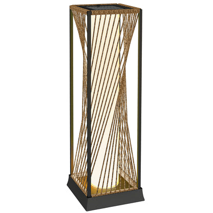 Outsunny Rattan Solar Garden Lights, Auto On/Off LED Floor Lamp, Sand Brown