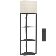 HOMCOM Corner Floor Lamp with Shelves and Lights, Modern Dimmable Standing Lamp with 3000K/4000K/6000K Colour Temperature