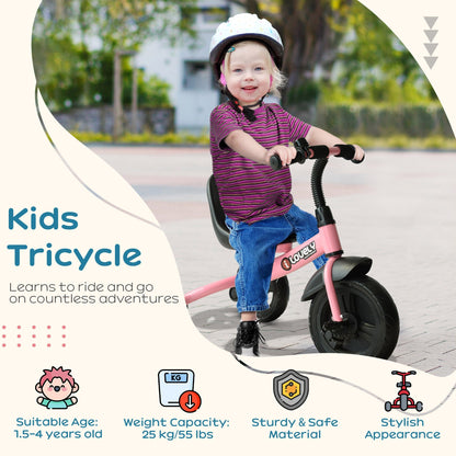 HOMCOM Kids Trike Toddler Tricycle Children Ride on 3 Wheels Bike For 1.5 - 4 Years Pink
