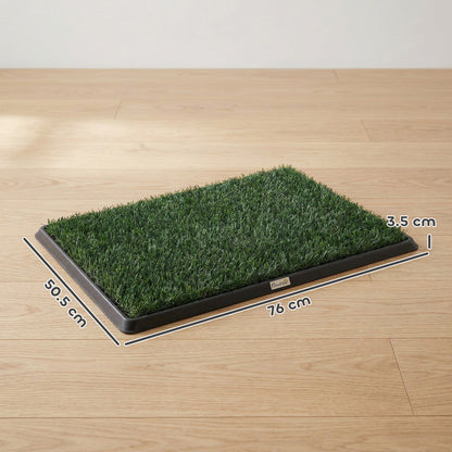 PawHut Dog Grass Pee Pad with Tray, Dog Toilet Tray with 2 Artificial Grass Mats, Portable Puppy Training Toilet