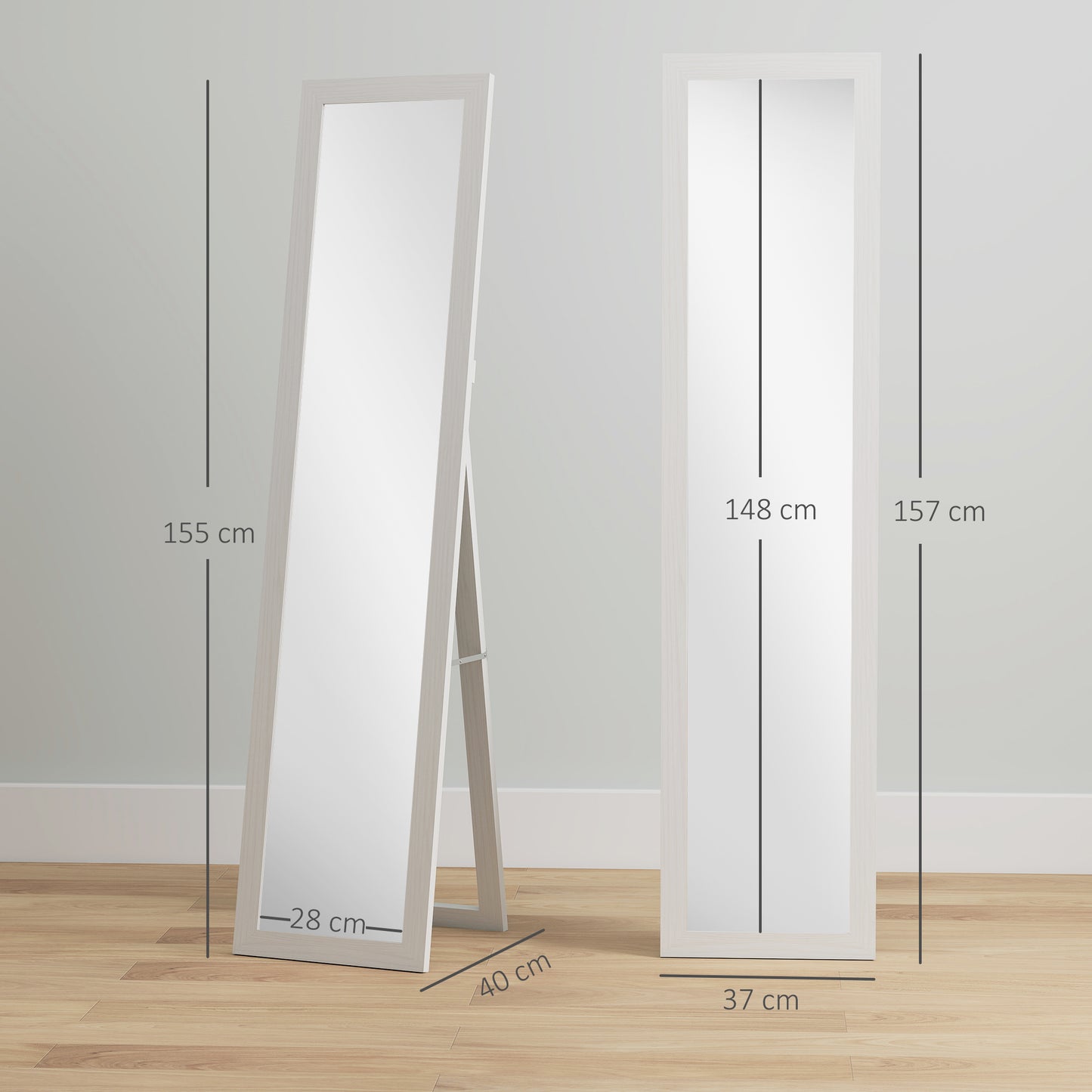 HOMCOM 37 x 157 cm Full Length Mirror - White