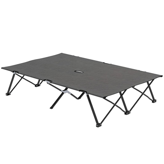 Outsunny Double Camping Cot Bed, with Bag - Charcoal Grey