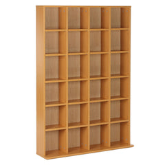 HOMCOM CD Storage Unit with Adjustable Shelves, 89 x 130.5 cm, Beech Wood Finish