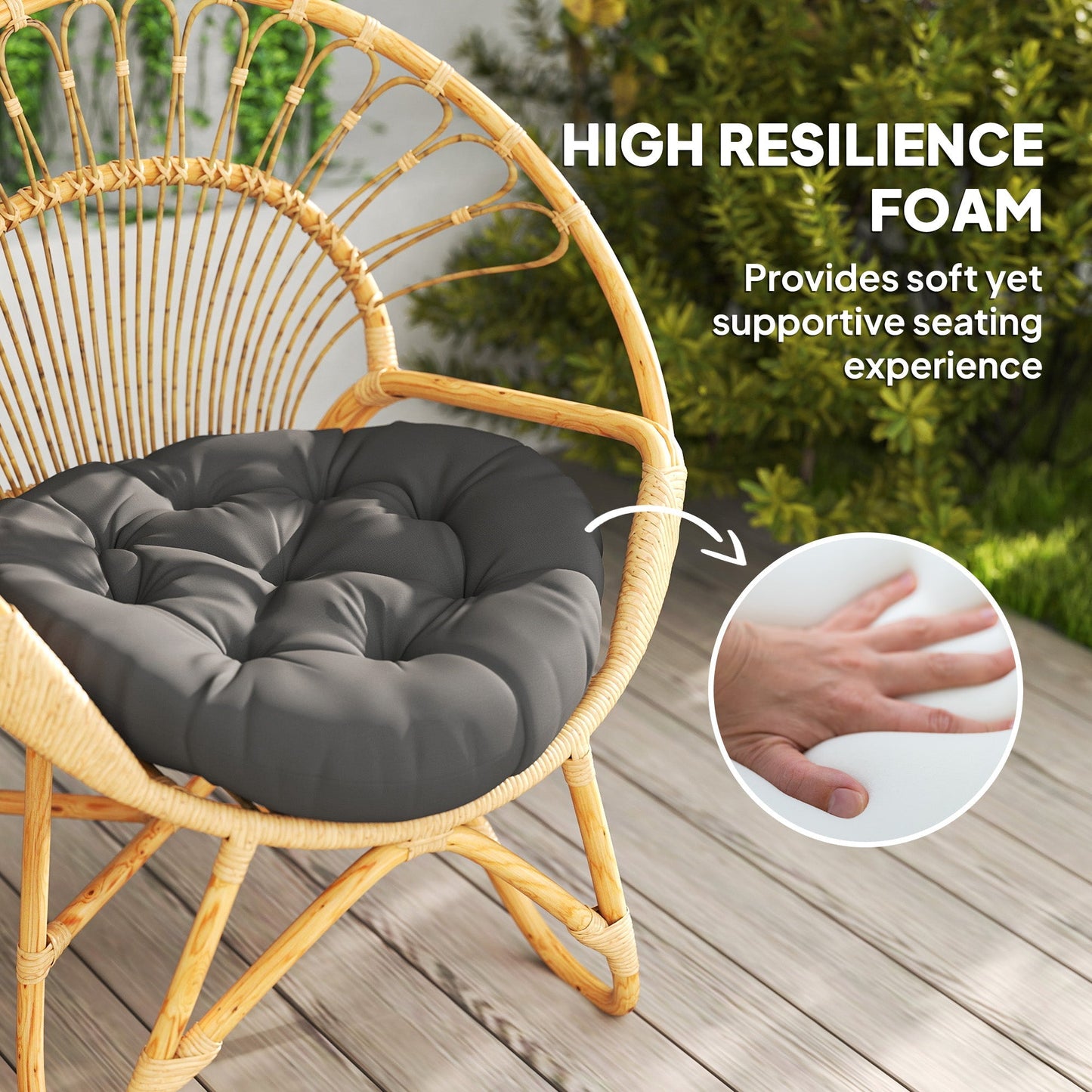 Outsunny Set of Two â60cm Outdoor Cushions - Dark Grey