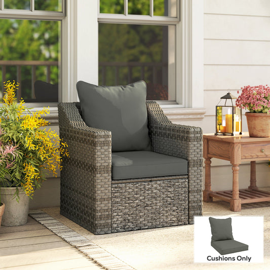 Outsunny Seat and Back Padded Cushion Set, CUSHION ONLY - Charcoal Grey