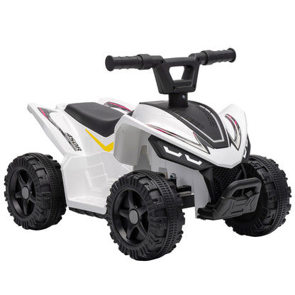AIYAPLAY 6V Battery Powered Kids ATV, Quad Bike w/ Handlebar Button Control, Max 1.2MPH, Max 55lbs Load, for 18-48 Months, White