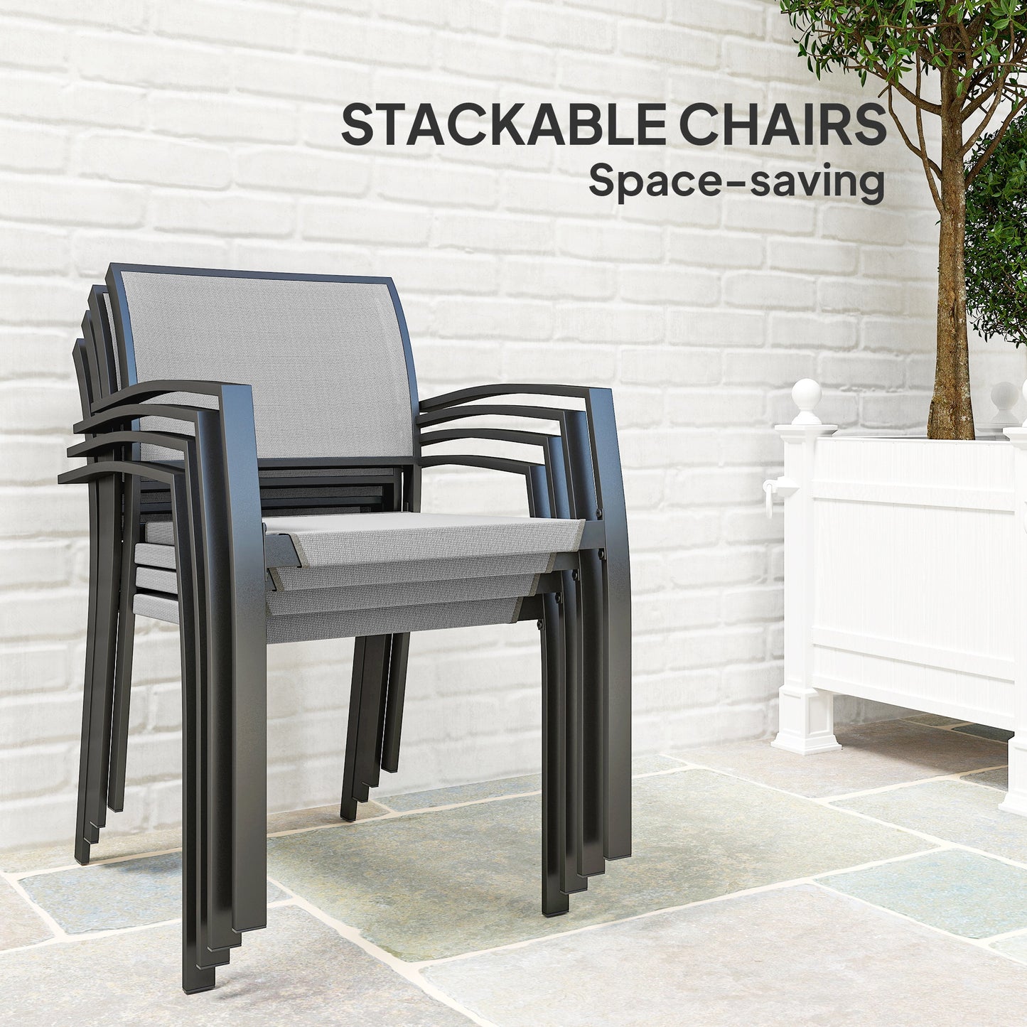 Outsunny Five-Piece Outdoor Garden Dining Set - Grey