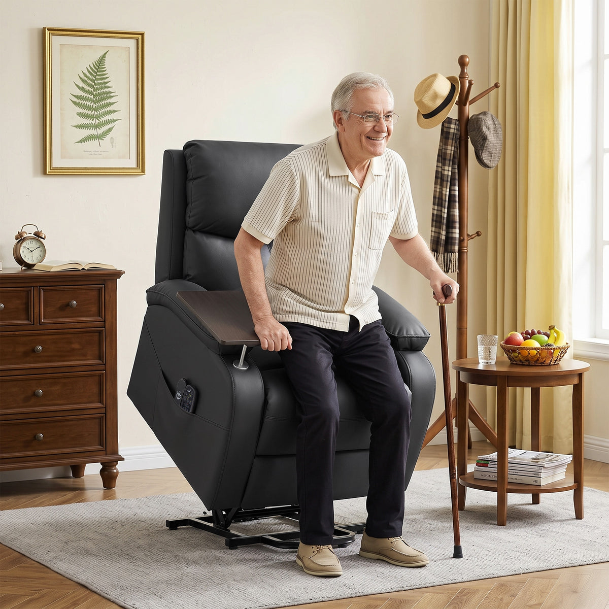 HOMCOM Riser Recliner Chair with Massage and Heat, Electric Lift Recliner Armchair for Elderly, with Side Table, Black