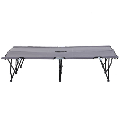 Outsunny Double Camping Cot Bed, with Bag - Grey