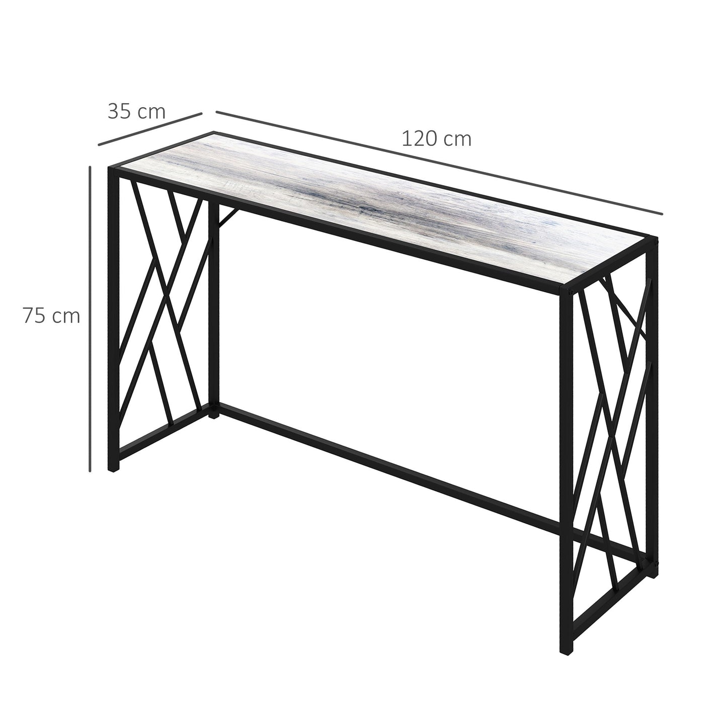 HOMCOM Console Table, Industrial Sofa Table with Metal Frame for Living Room, Hallway, 120√Ç cm, Grey