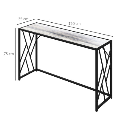 HOMCOM Console Table, Industrial Sofa Table with Metal Frame for Living Room, Hallway, 120√Ç cm, Grey