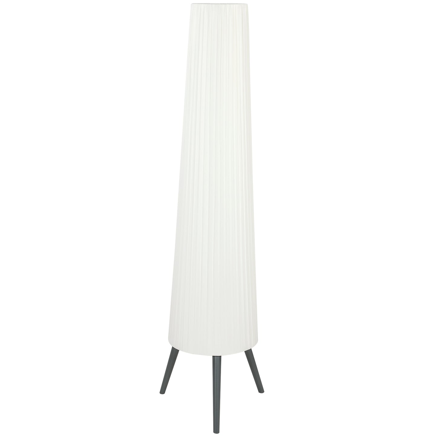 HOMCOM Dimmable Tripod Floor Lamp with Foot Switch, Nordic Standing Lamp with Fabric Shade, 153cm, White and Grey